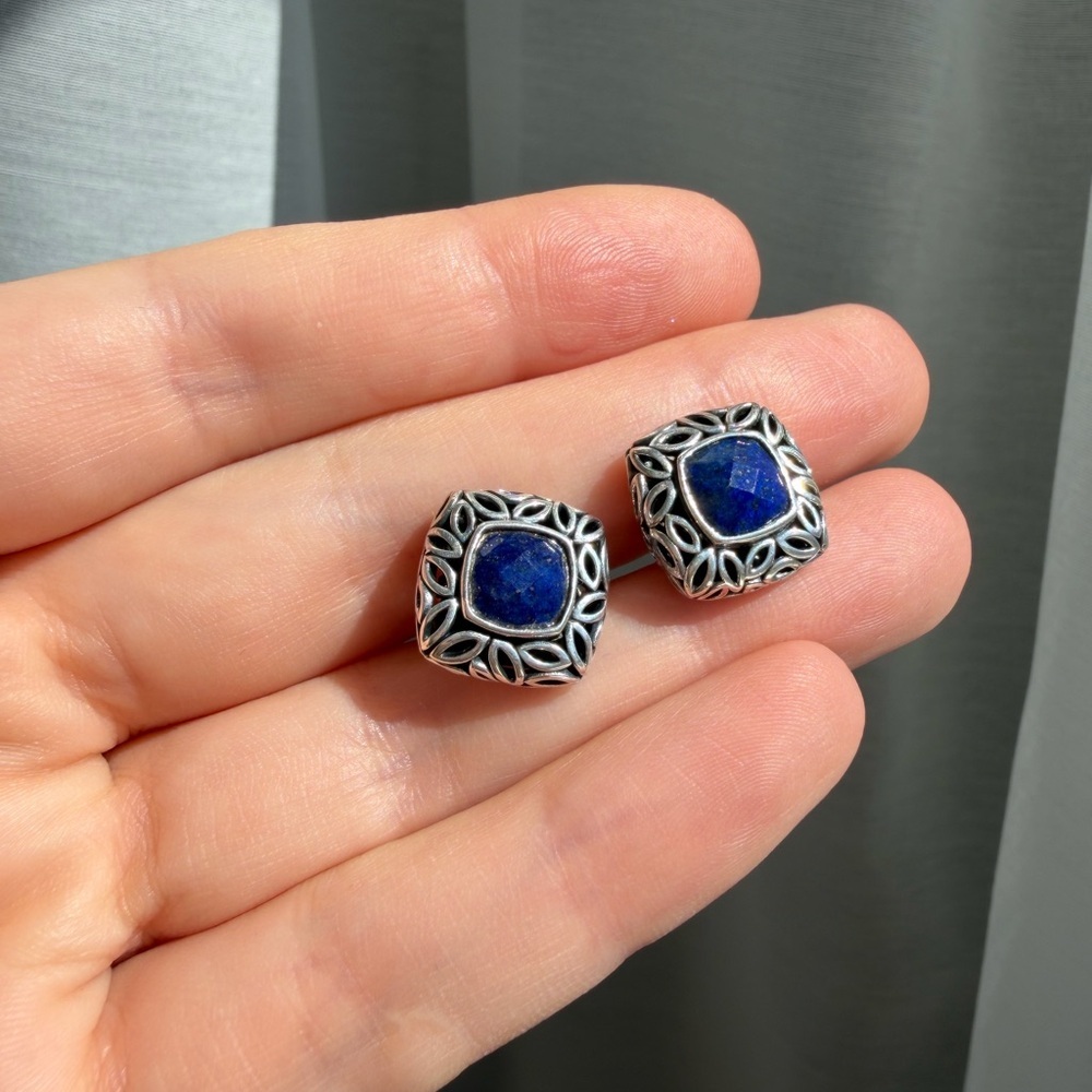 Angela by John Hardy Lapis Lazuli stones in silver 925 stud earrings. RARE!